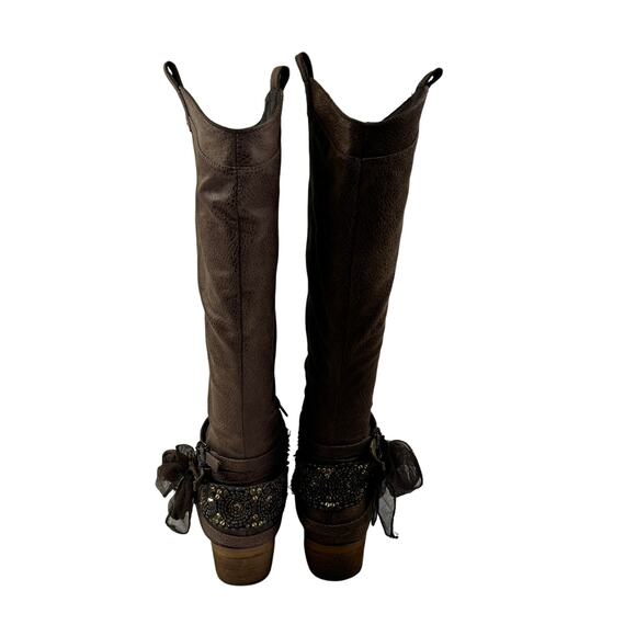 Not Rated Tualamne Western Cowgirl Vegan Leather Tall Riding Boots Women's 7.5 - Picture 7 of 12